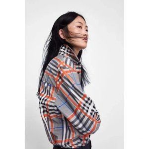 ZARA WOMAN  100% Cotton Oversized Plaid Button Down Shirt